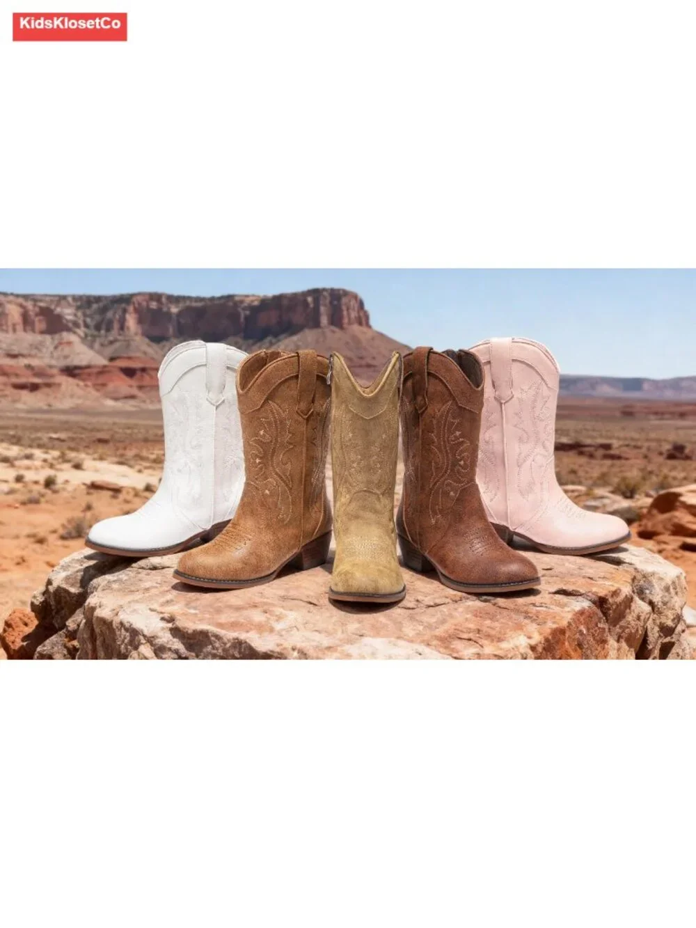 Girls Cowgirl Boots Kids Western Boots Mid Calf Zipper Embroidery Riding